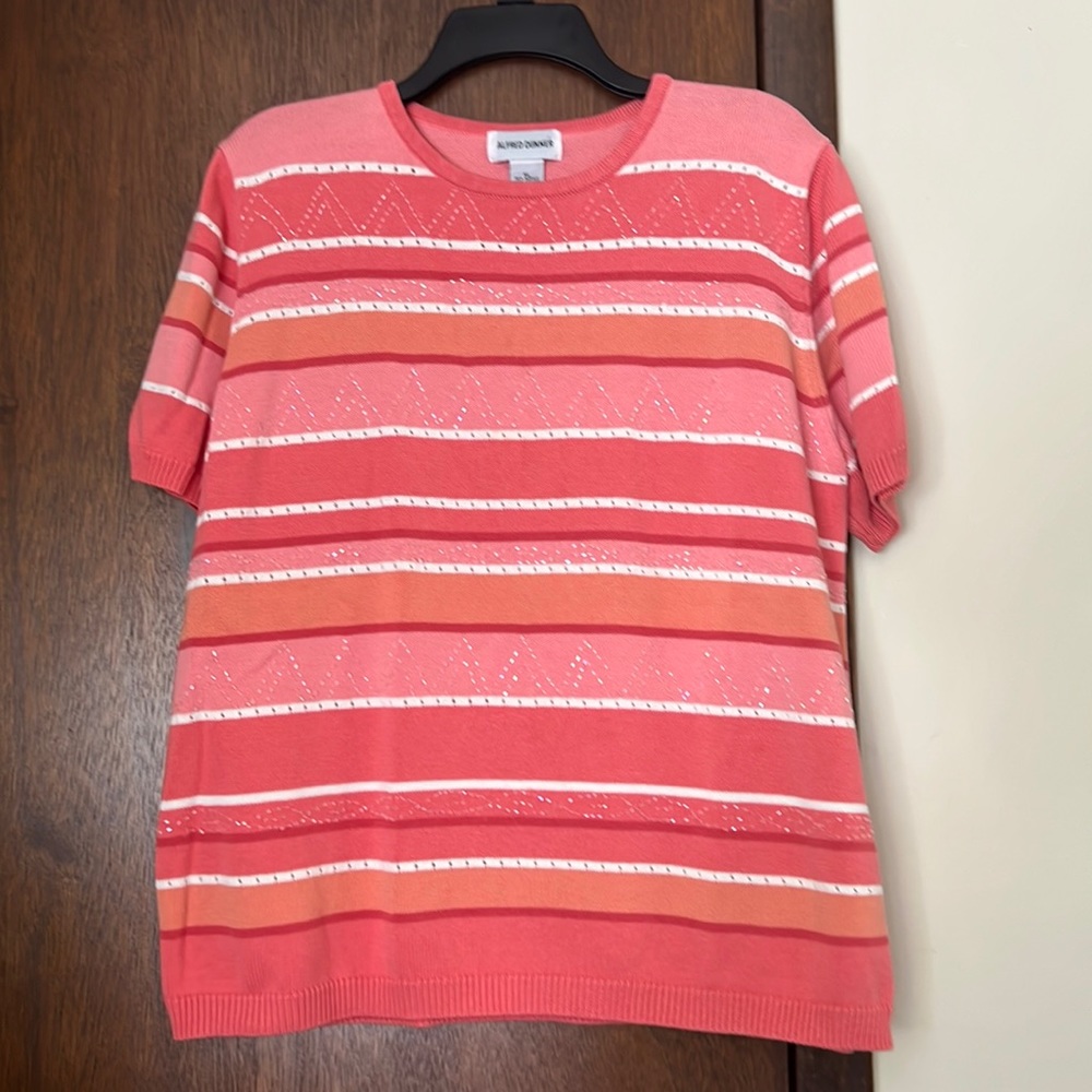 Alfred Dunner women’s short sleeve blouse XL with decorative beading